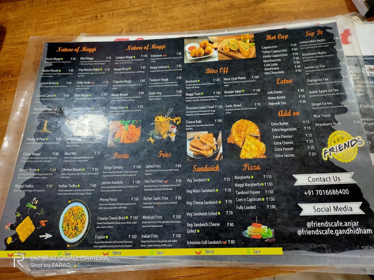 Friends Cafe & The Lassi Point menu board