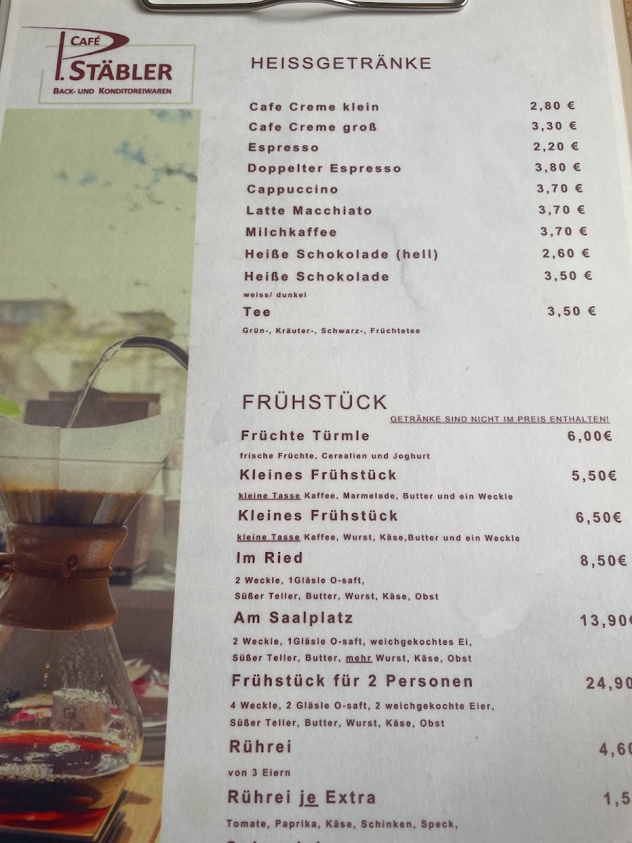 Café Stäbler menu board