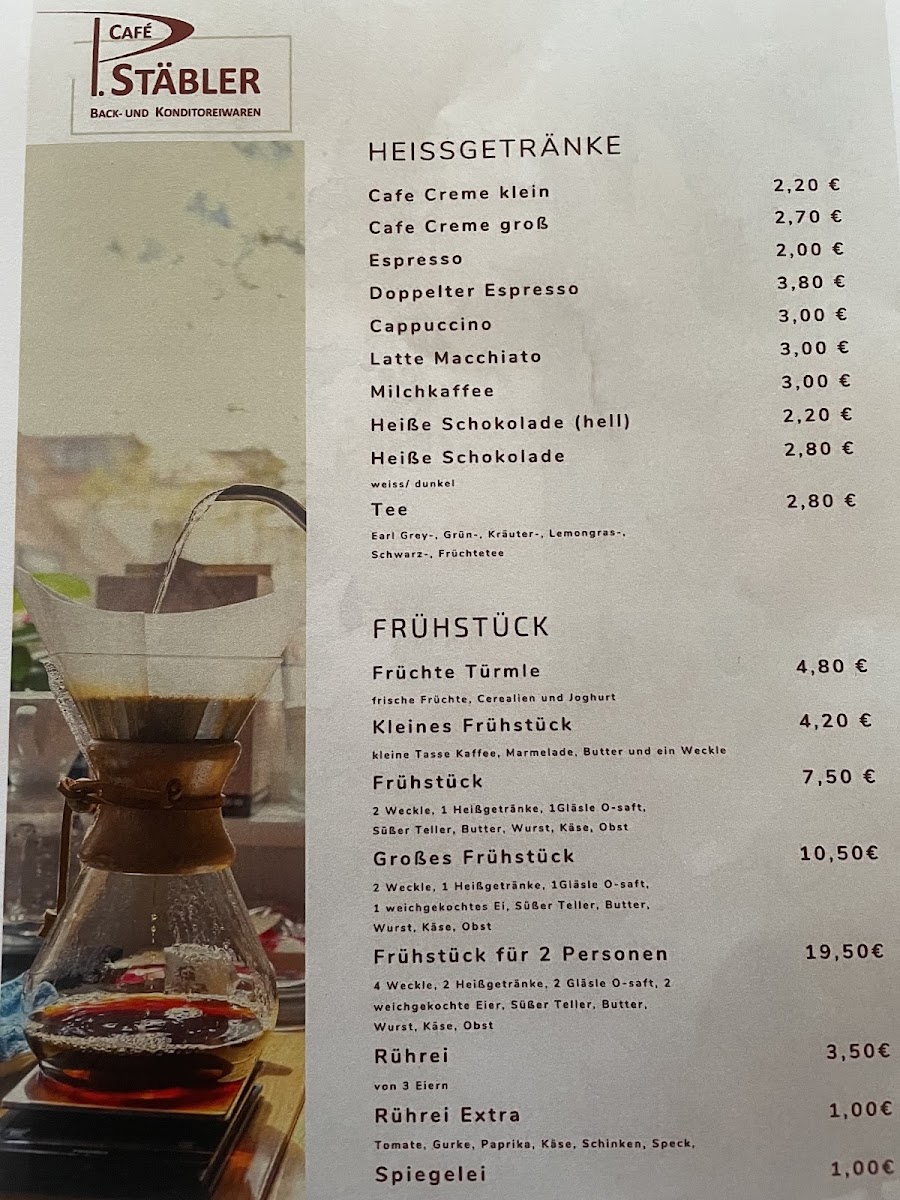 Café Stäbler menu board