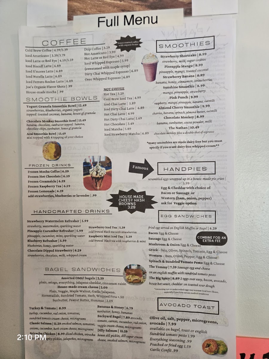 Baked & Brewed Cafe / Food Truck menu board