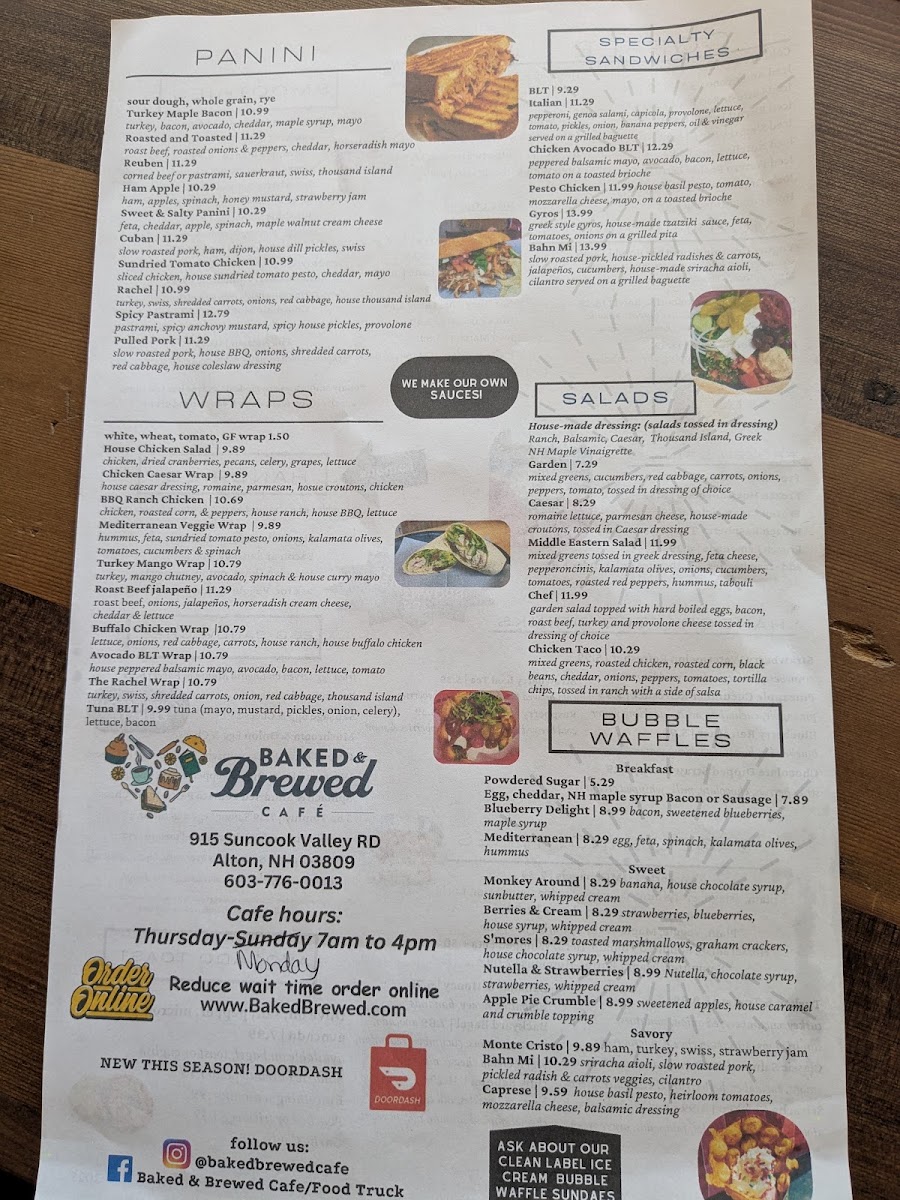 Baked & Brewed Cafe / Food Truck menu board