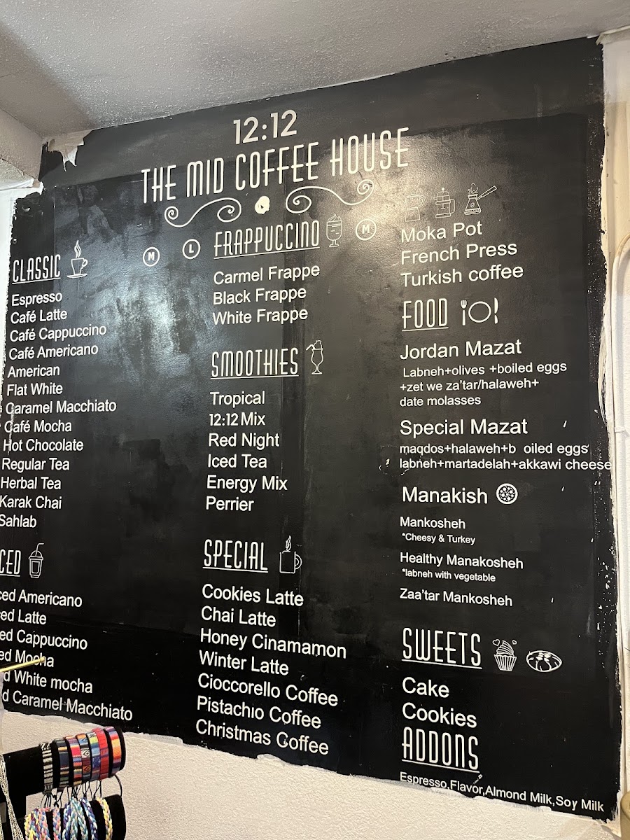 12:12 the mid coffeehouse menu board