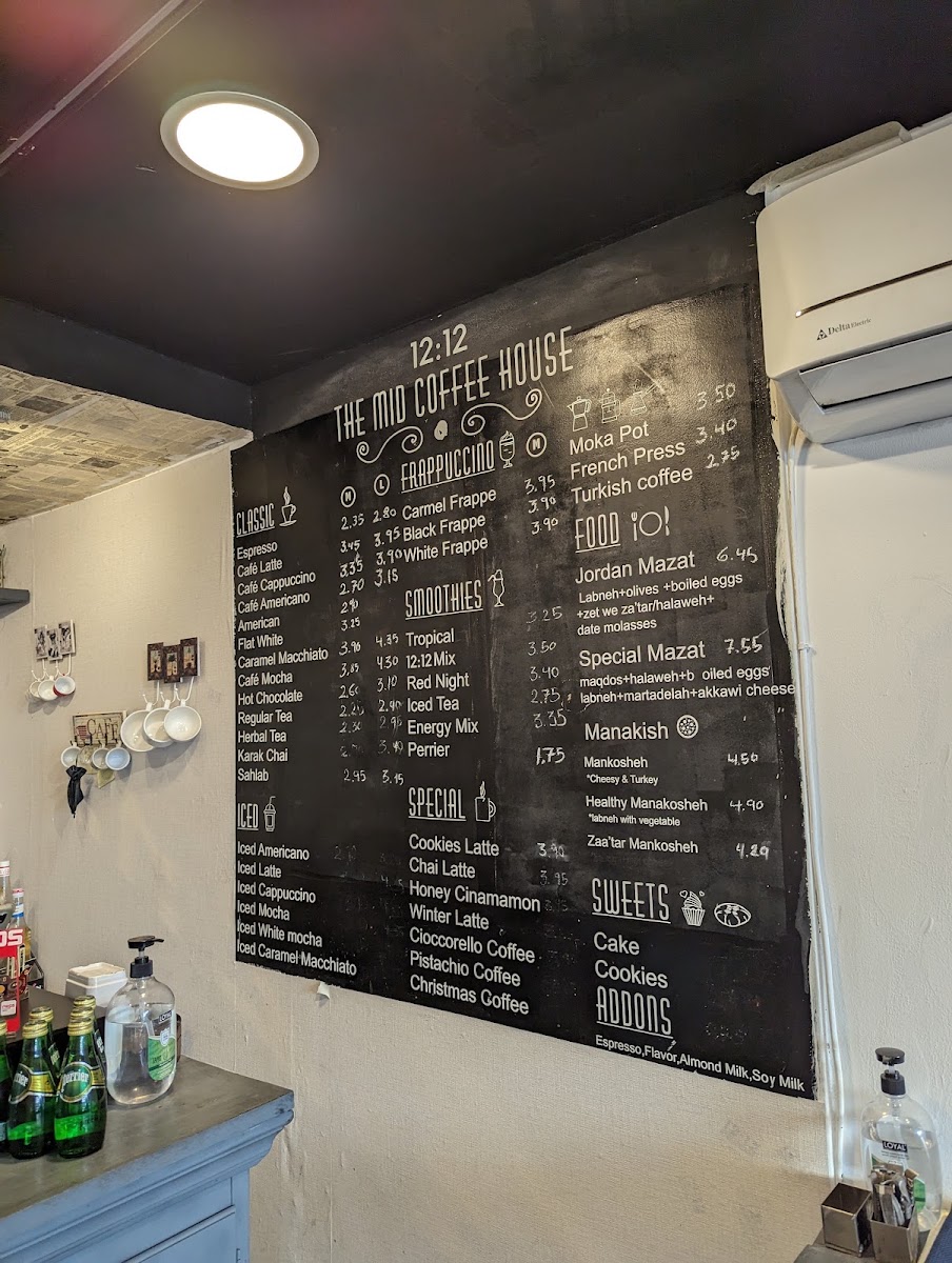 12:12 the mid coffeehouse menu board