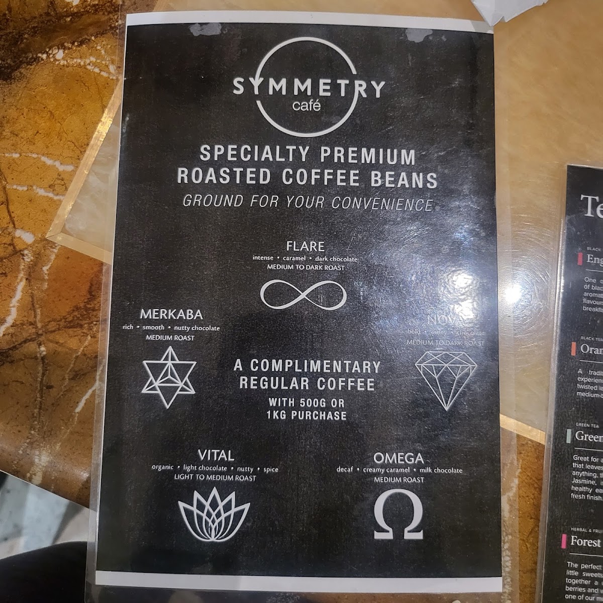 Symmetry Café menu board