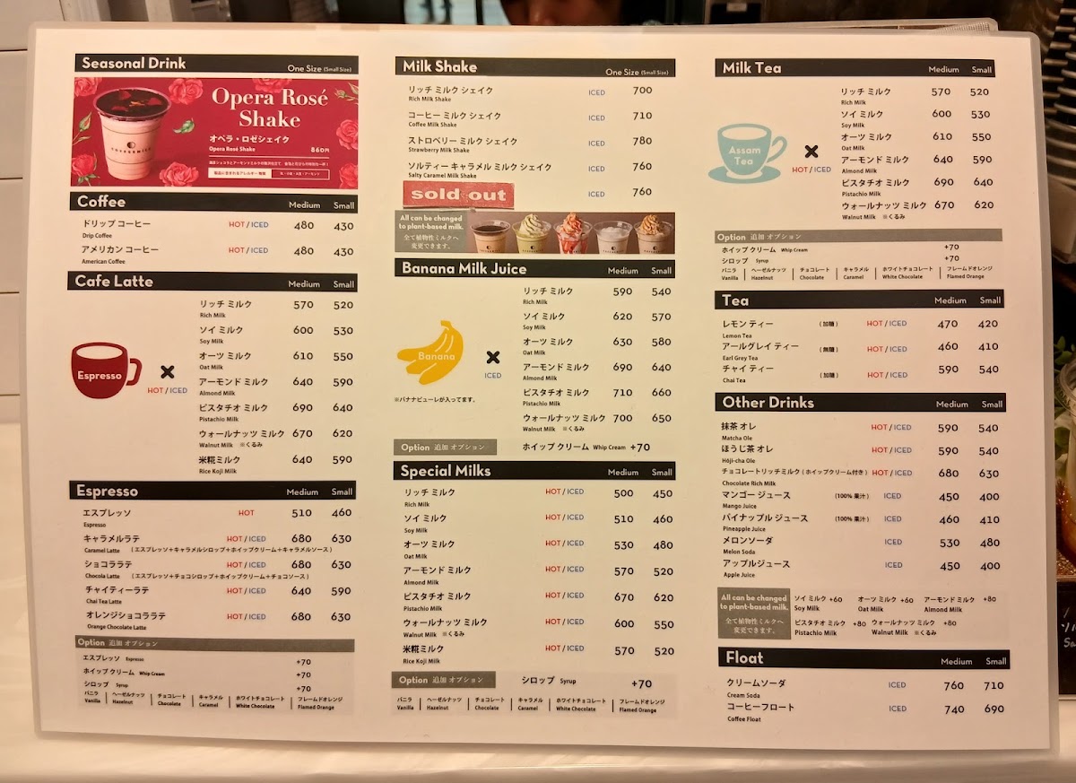 COFFEEMILK menu board
