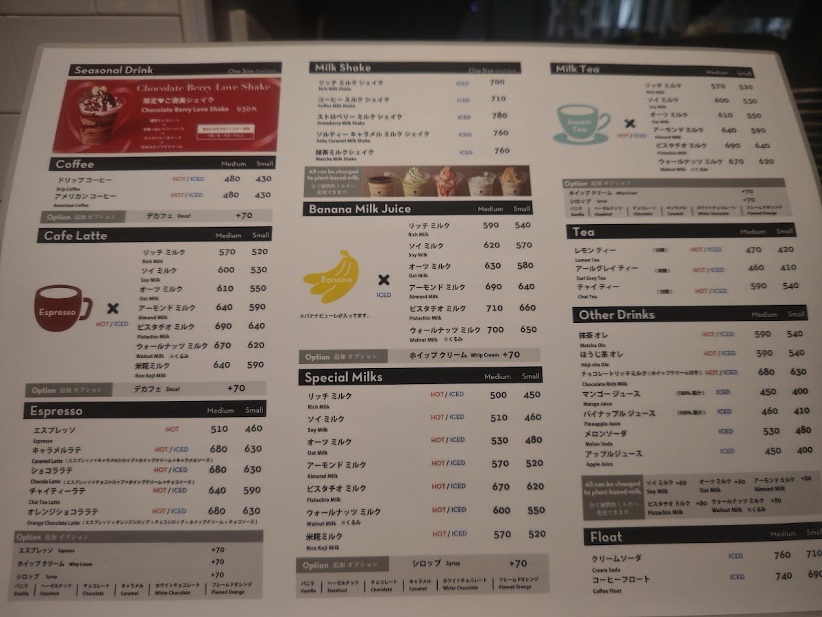 COFFEEMILK menu board