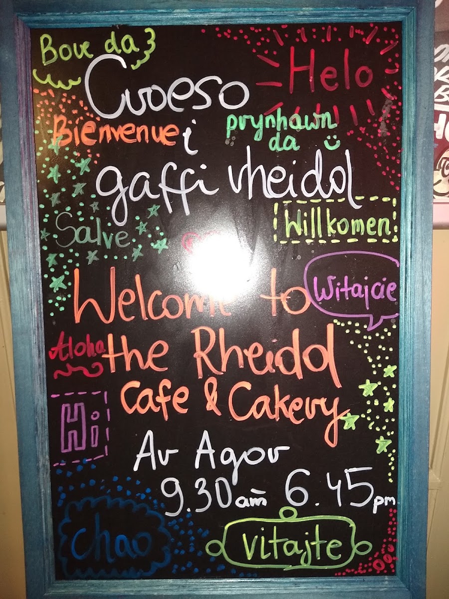Rheidol Café and Cakery menu board