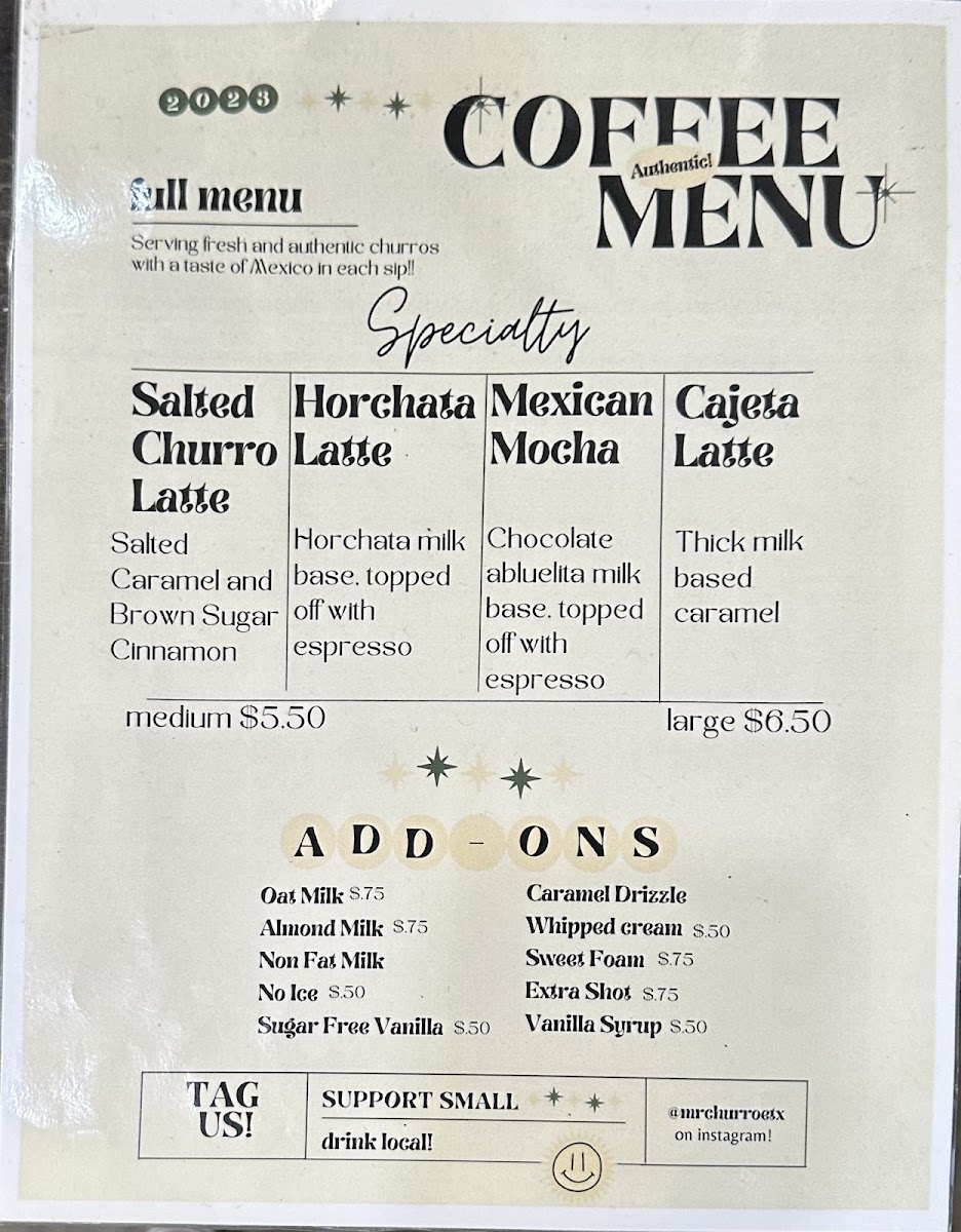 Mr. Churro menu board