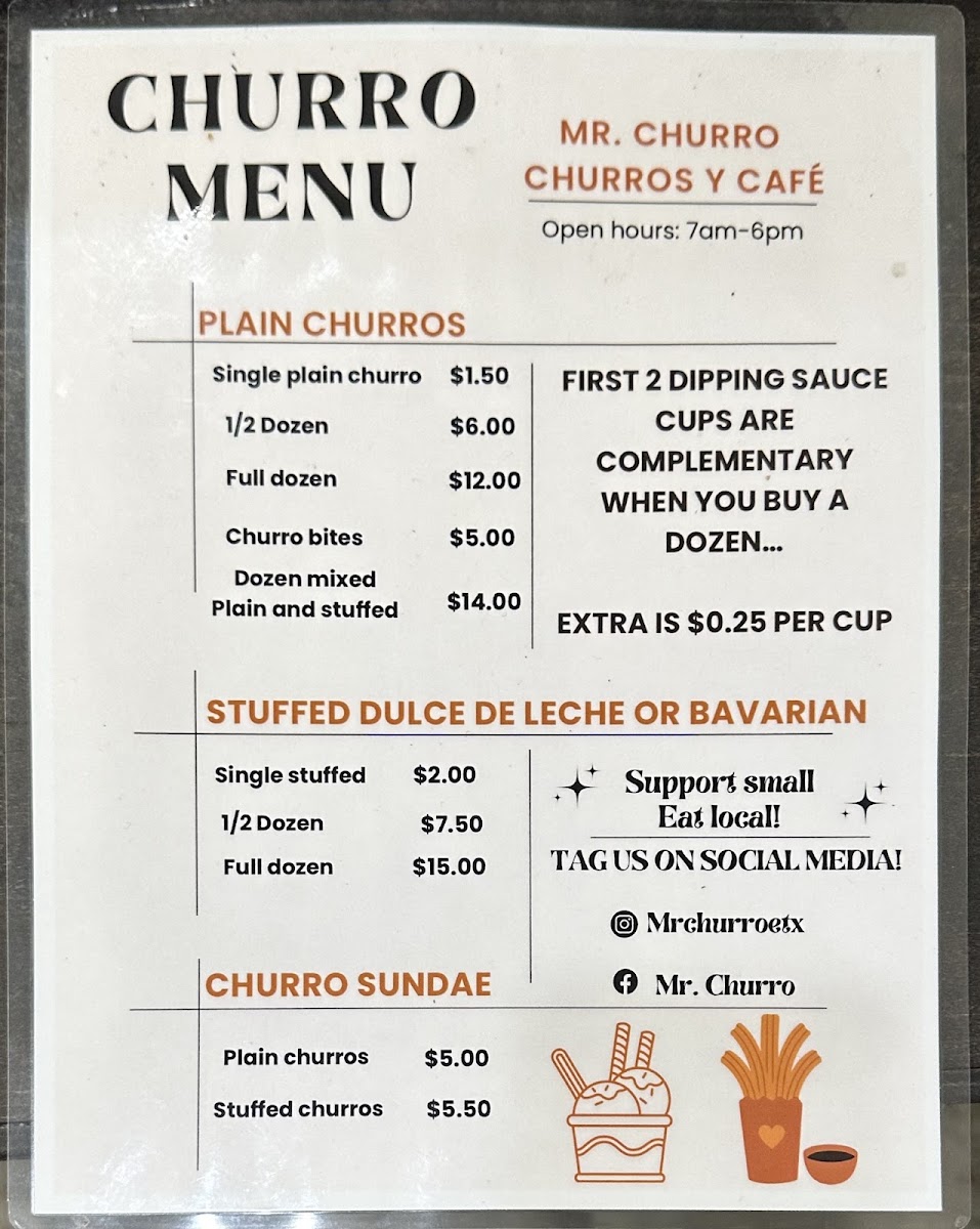 Mr. Churro menu board