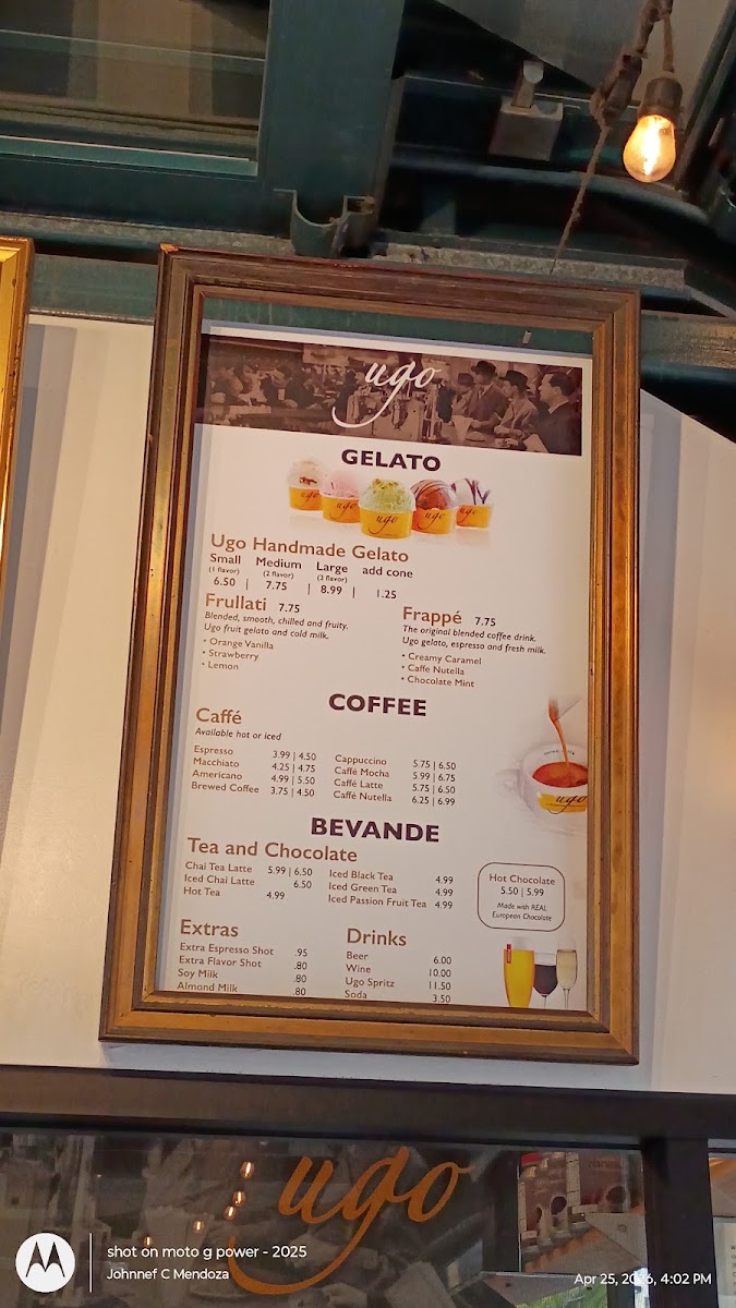 Caffe Bella menu board