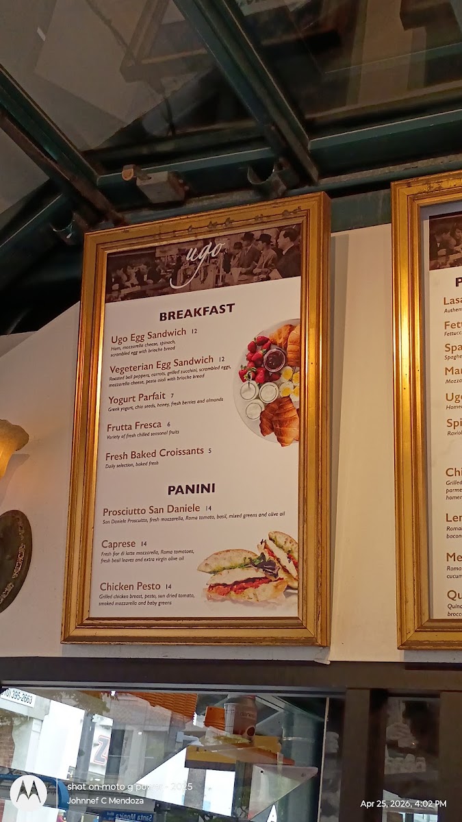 Caffe Bella menu board