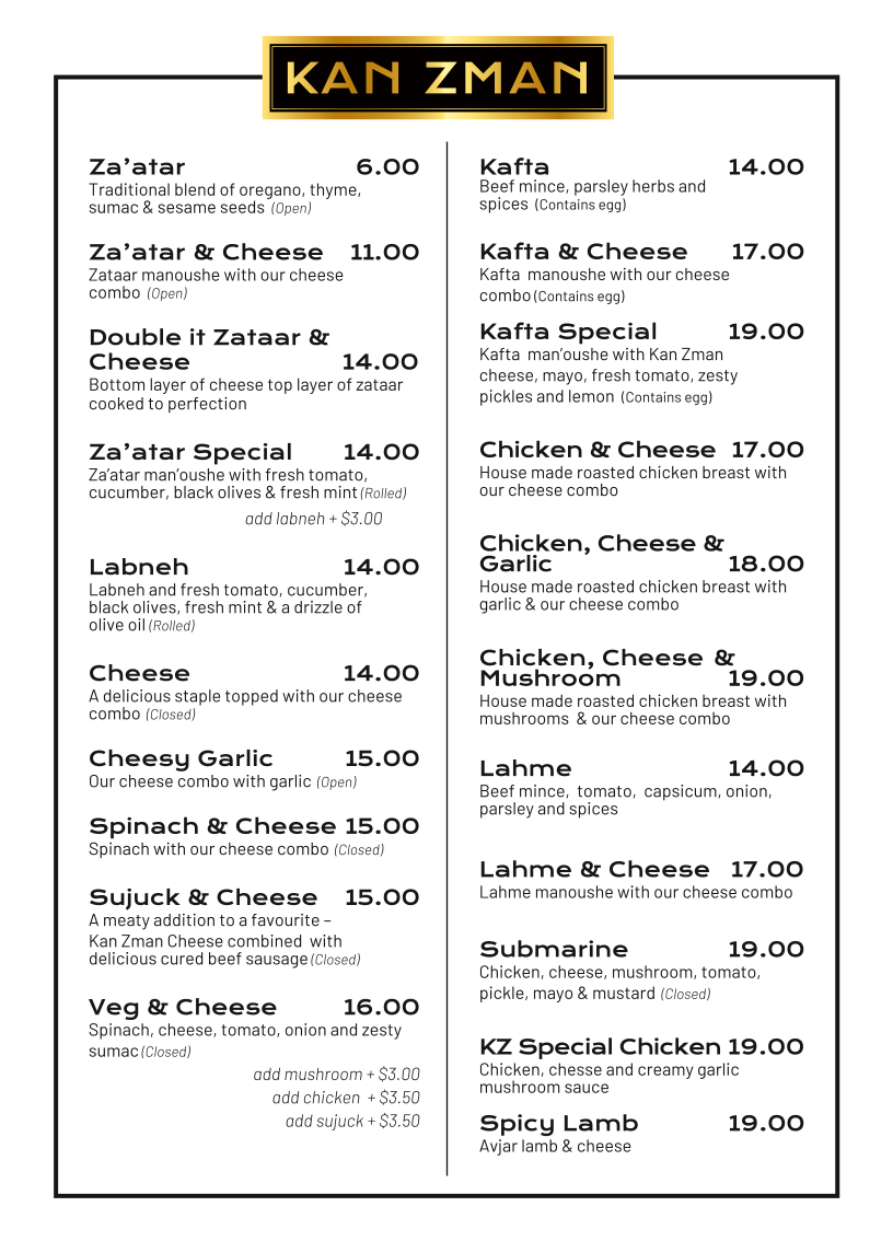 Kan Zman Underwood Marketplace menu board