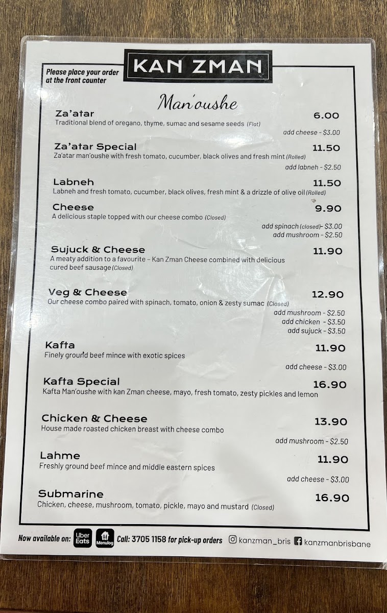 Kan Zman Underwood Marketplace menu board