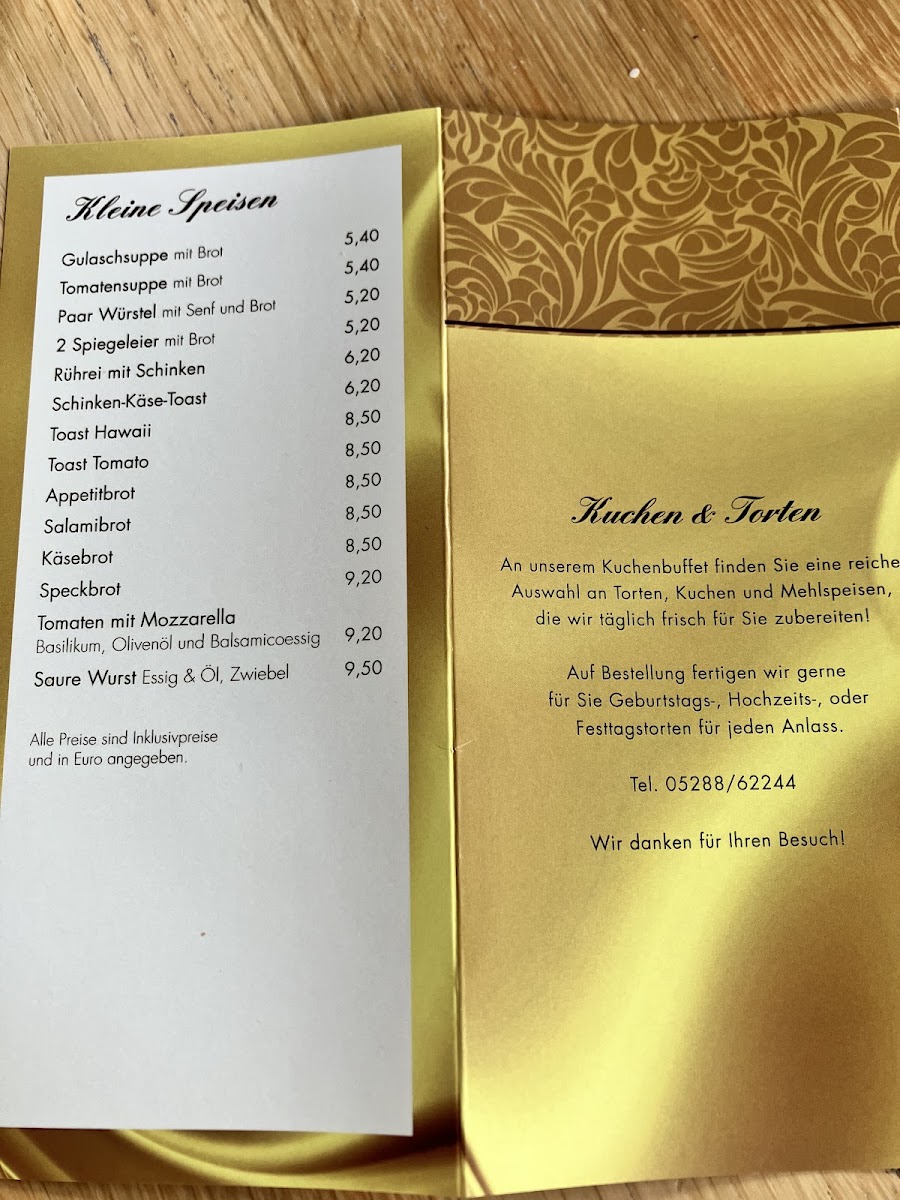 Café-Konditorei Edelweiß menu board