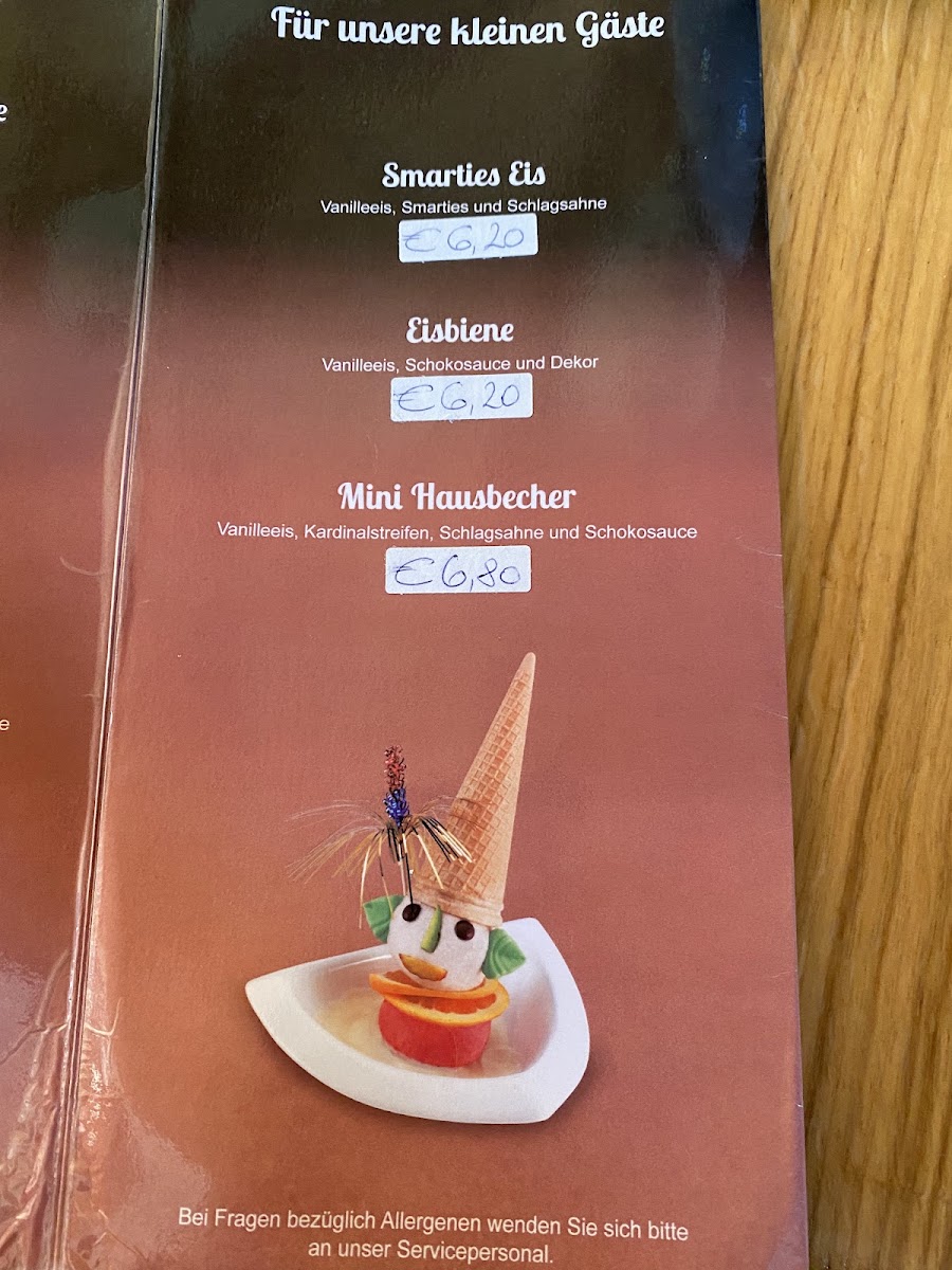 Café-Konditorei Edelweiß menu board