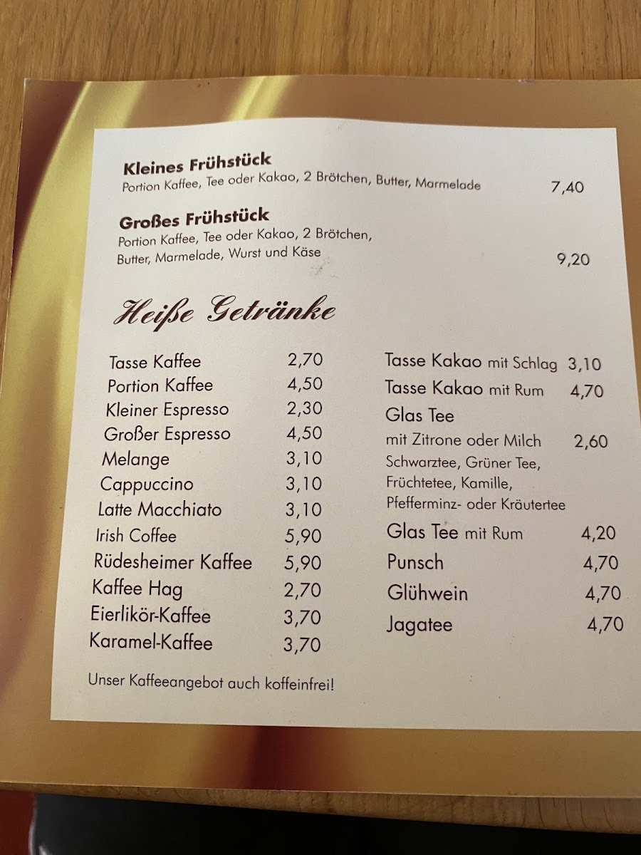 Café-Konditorei Edelweiß menu board