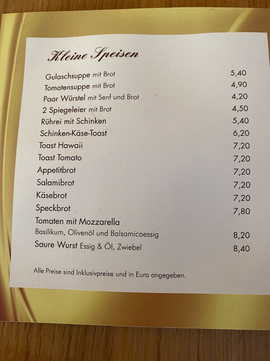 Café-Konditorei Edelweiß menu board