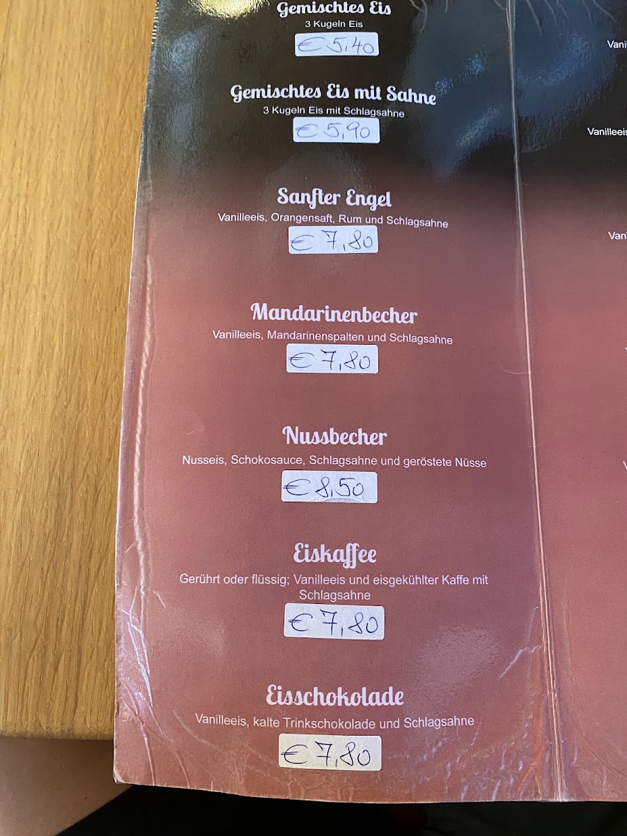 Café-Konditorei Edelweiß menu board