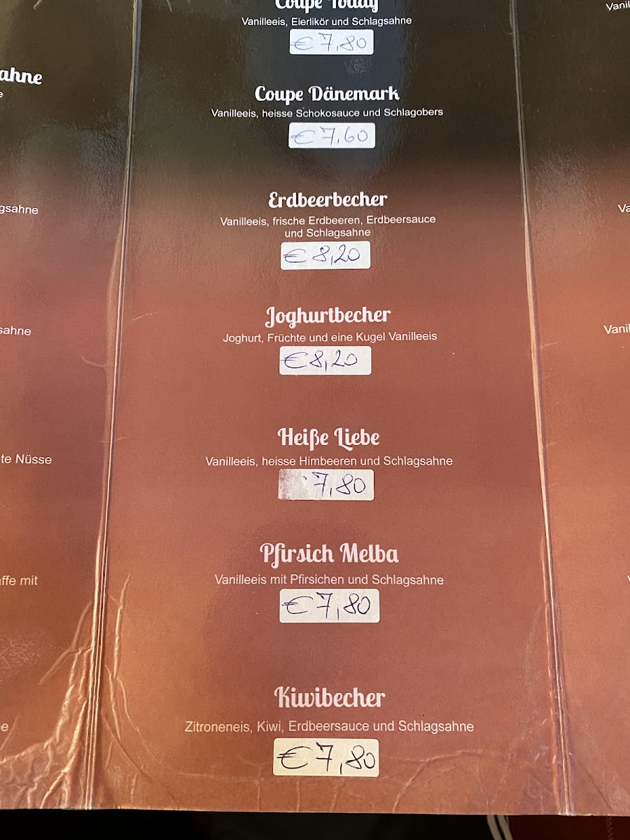 Café-Konditorei Edelweiß menu board