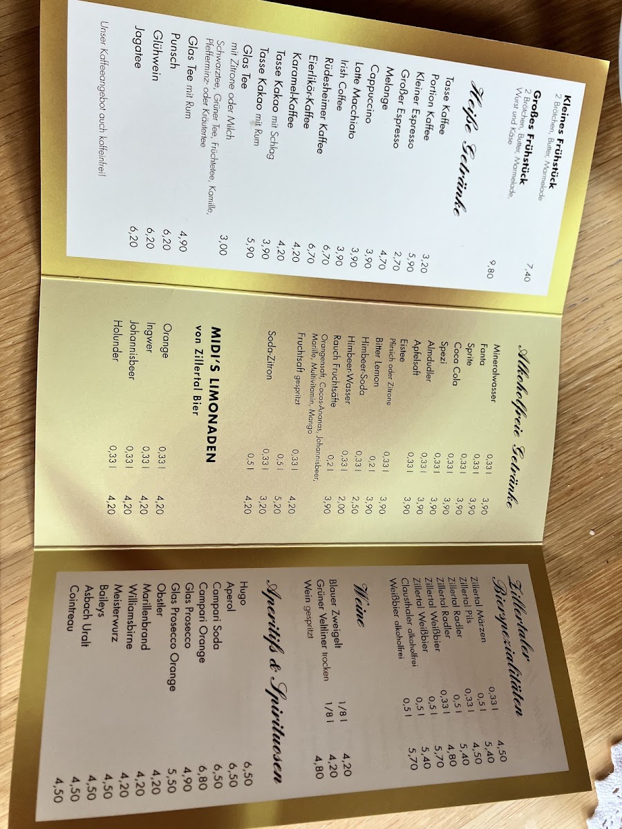 Café-Konditorei Edelweiß menu board