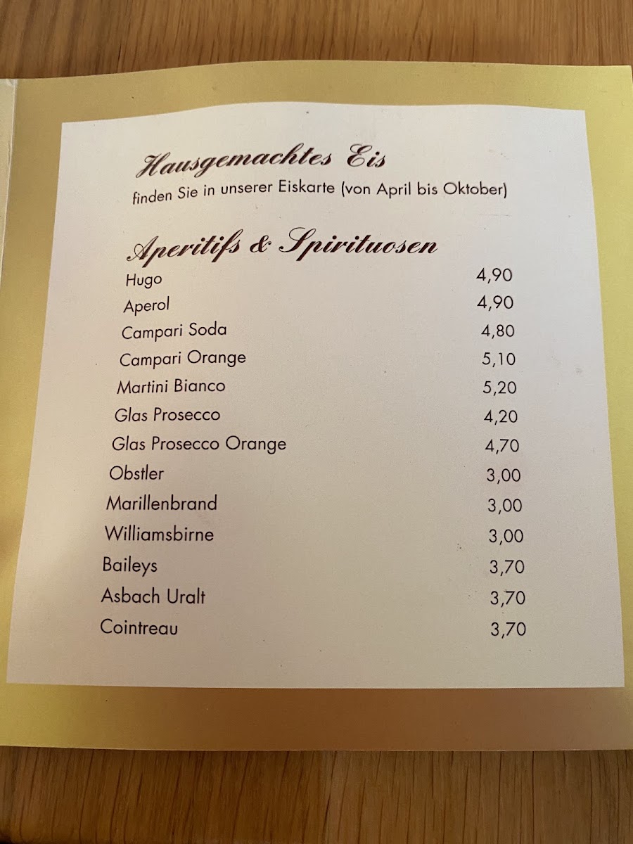 Café-Konditorei Edelweiß menu board