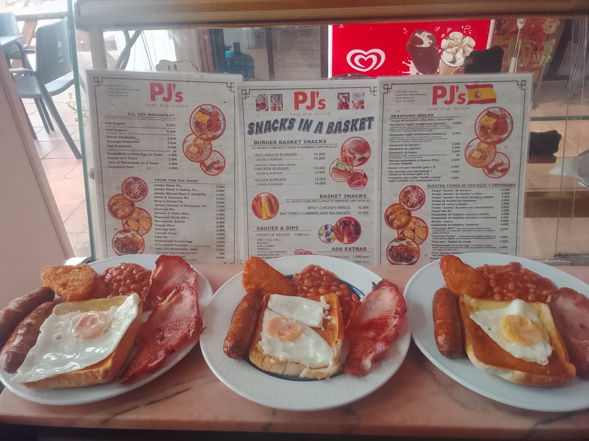 PJ's The Pie Shop menu board