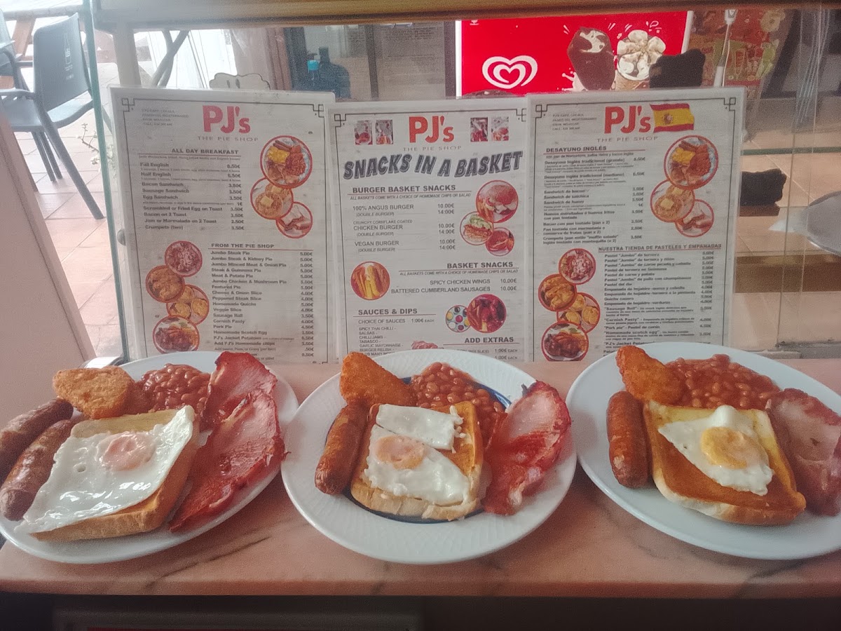 PJ's The Pie Shop menu board