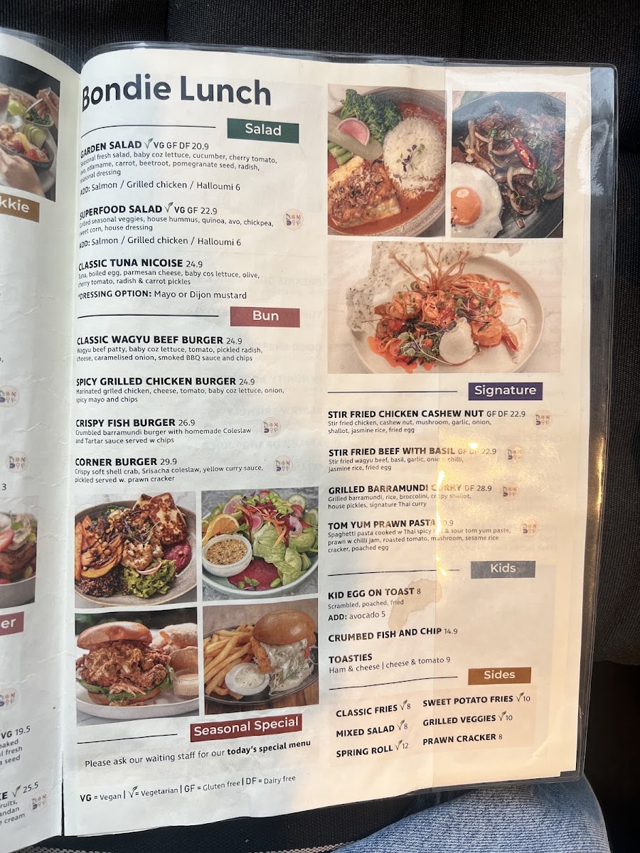 The Bondie Corner menu board