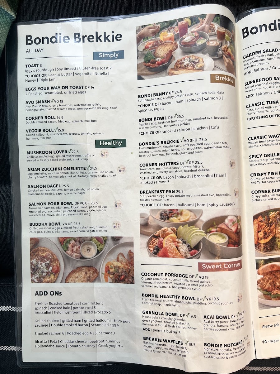 The Bondie Corner menu board