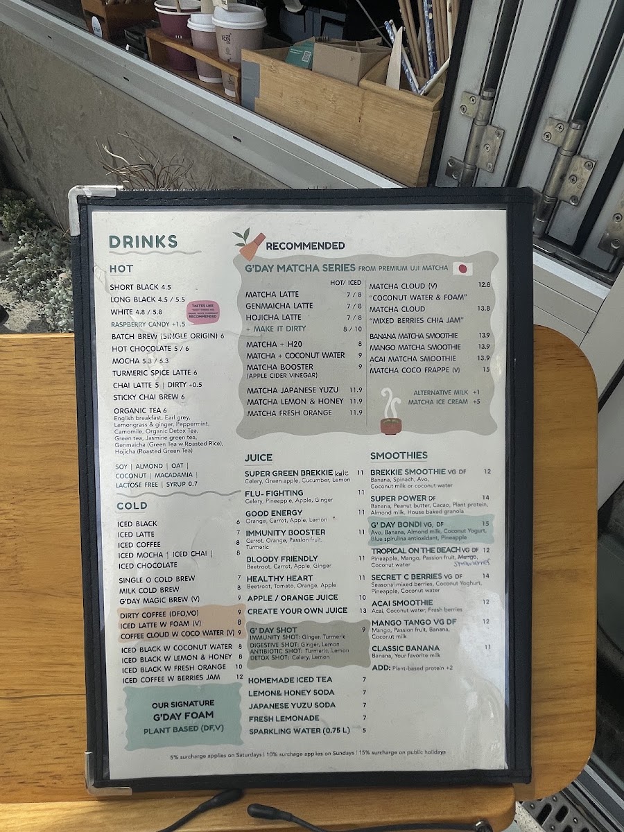 The Bondie Corner menu board