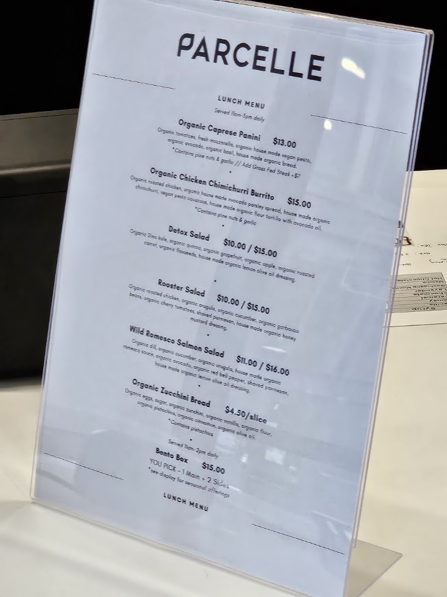 Parcelle menu board