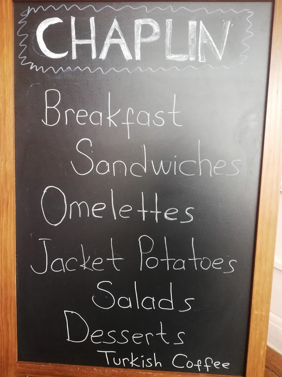 Chaplin Broadstairs menu board