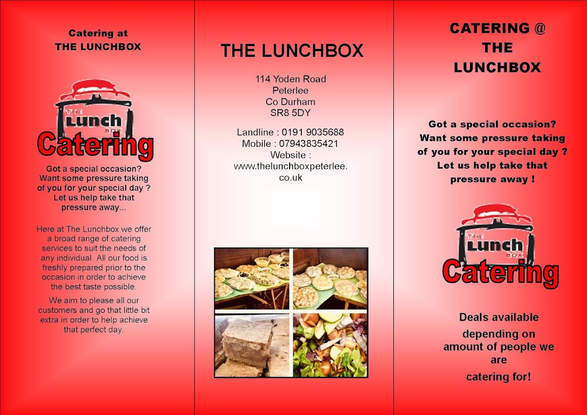 The Lunch Box Peterlee menu board