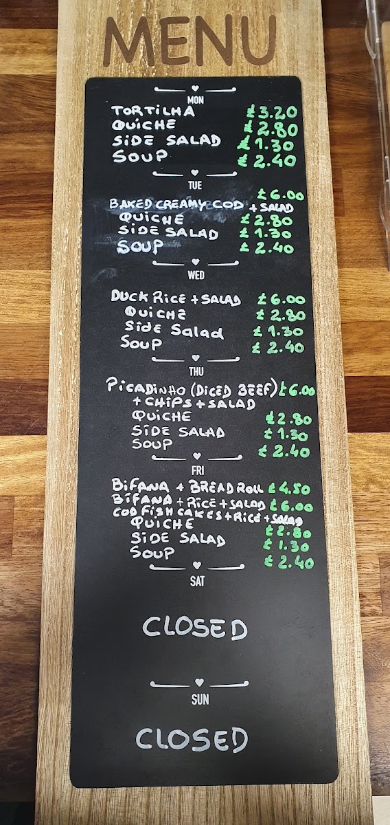 Nata28 menu board