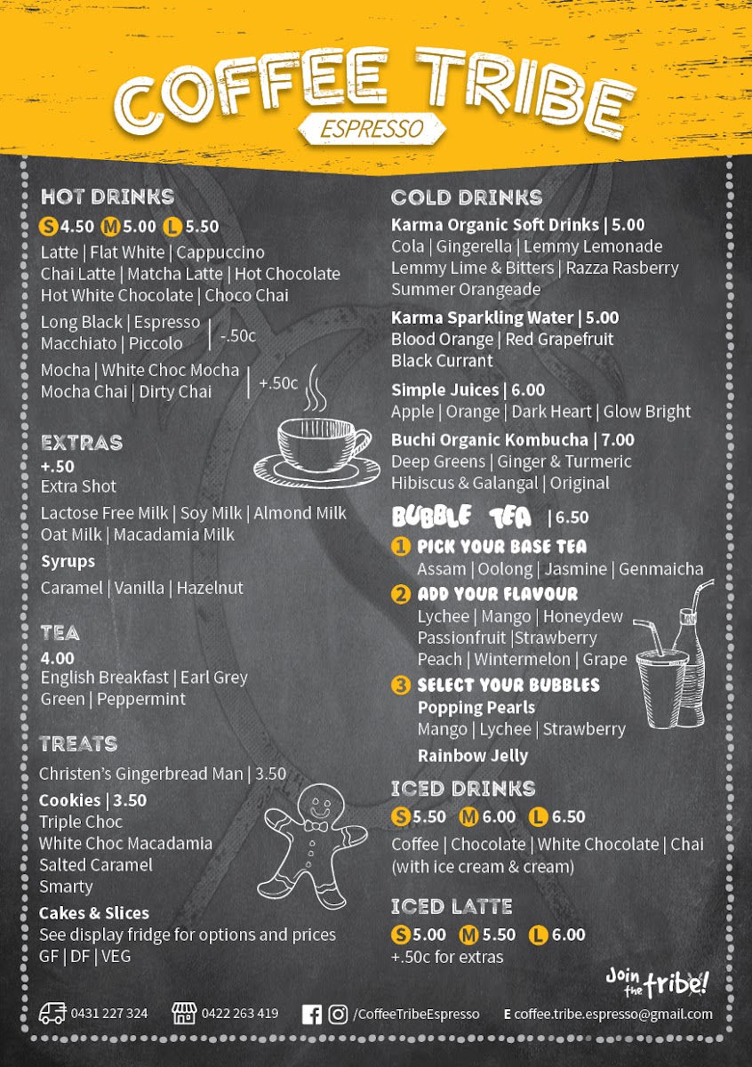 Coffee Tribe Espresso menu board