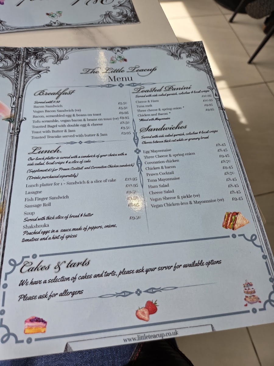 The Little Teacup menu board