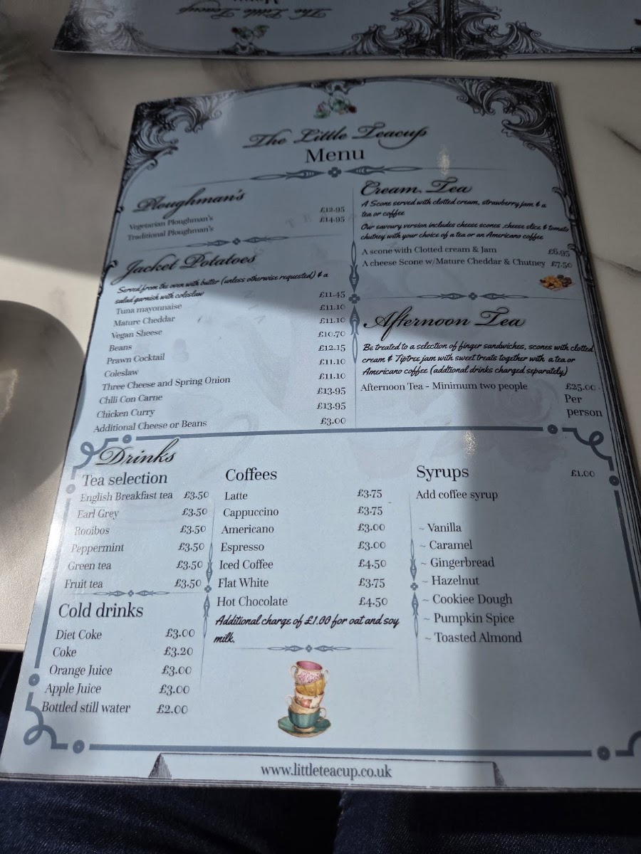 The Little Teacup menu board