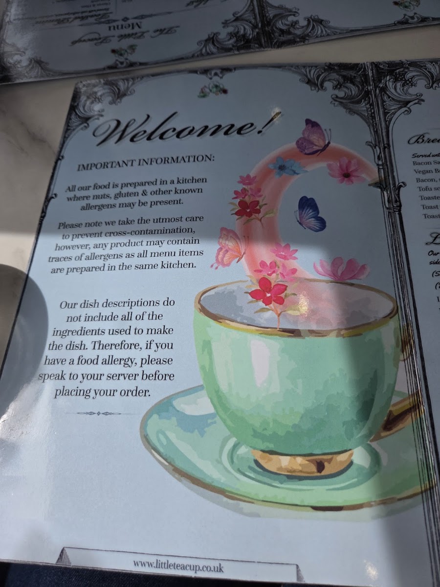 The Little Teacup menu board