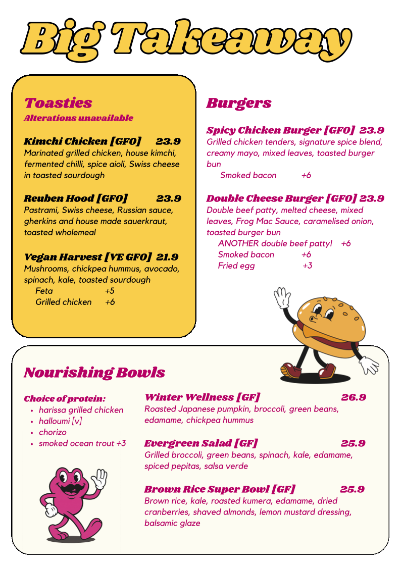 Dad and the Frog Café menu board