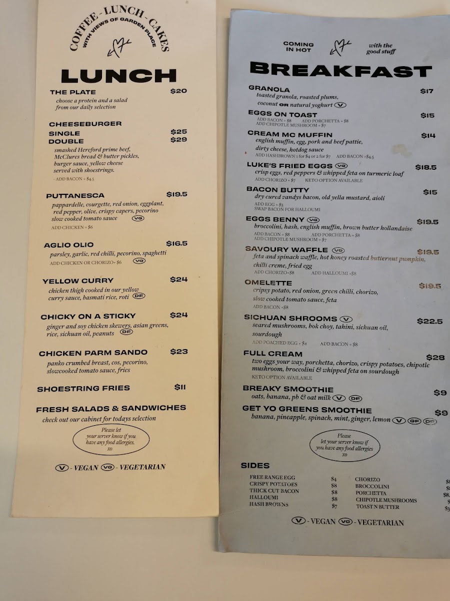 Cream Eatery menu board