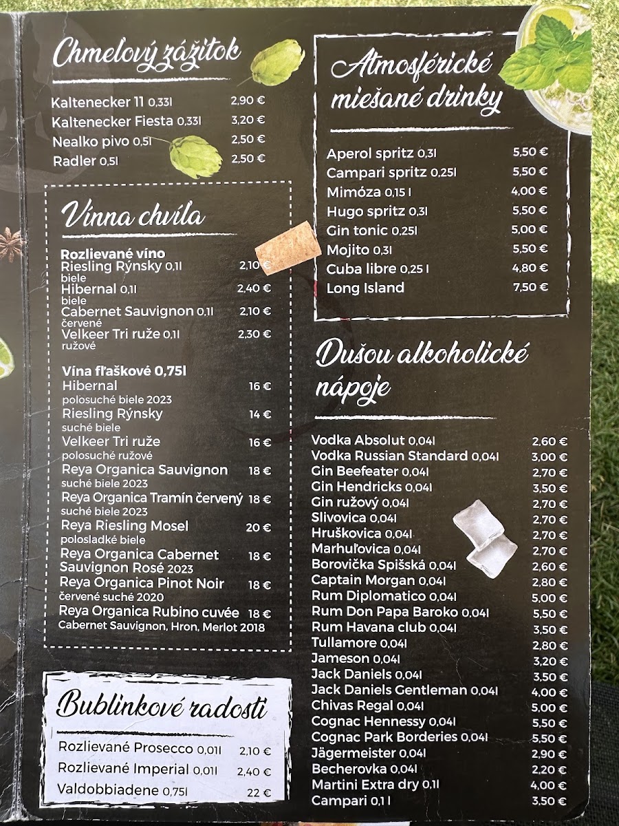 Atmosphera Cafe menu board