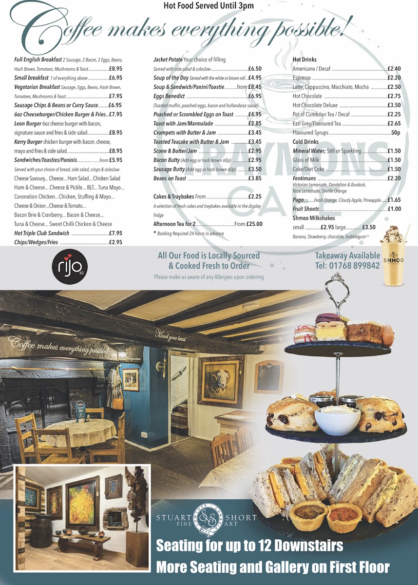 Traymons Cafe menu board