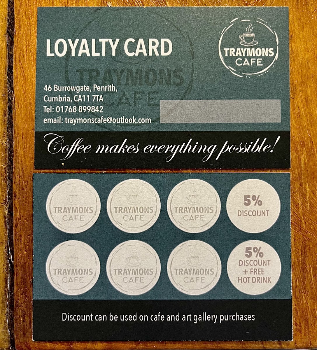 Traymons Cafe menu board