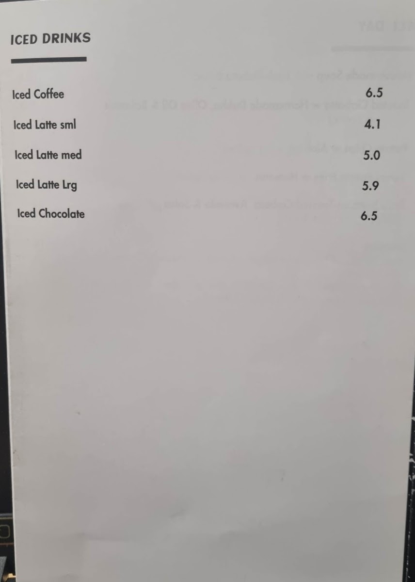 Blefari Caffe & Cucina menu board