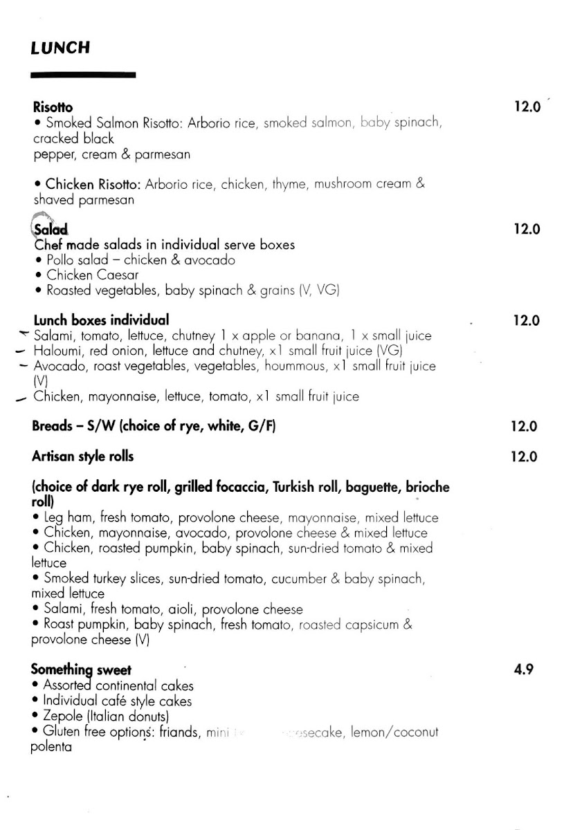 Blefari Caffe & Cucina menu board