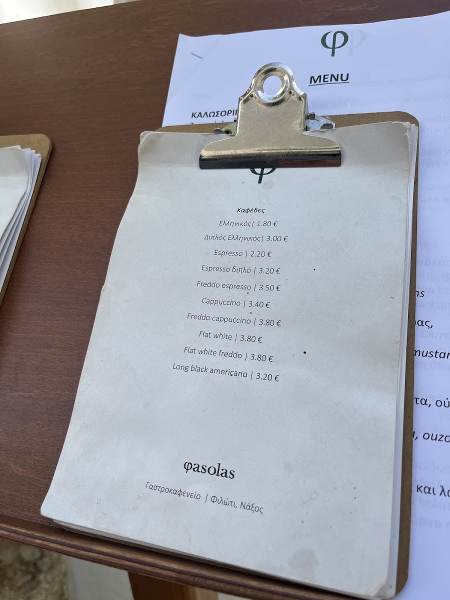 Fasolas Gastrokafeneio menu board