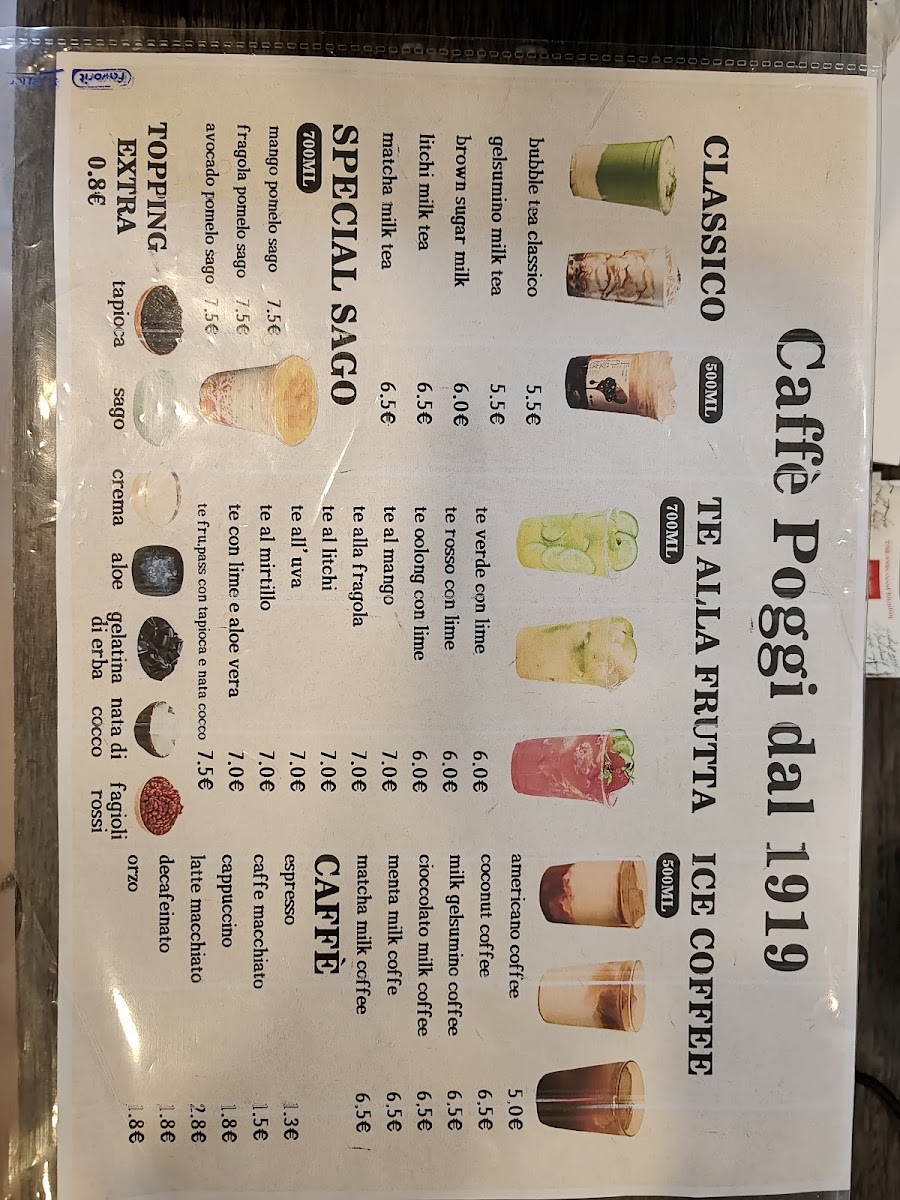 Caffè Poggi dal 1919 menu board
