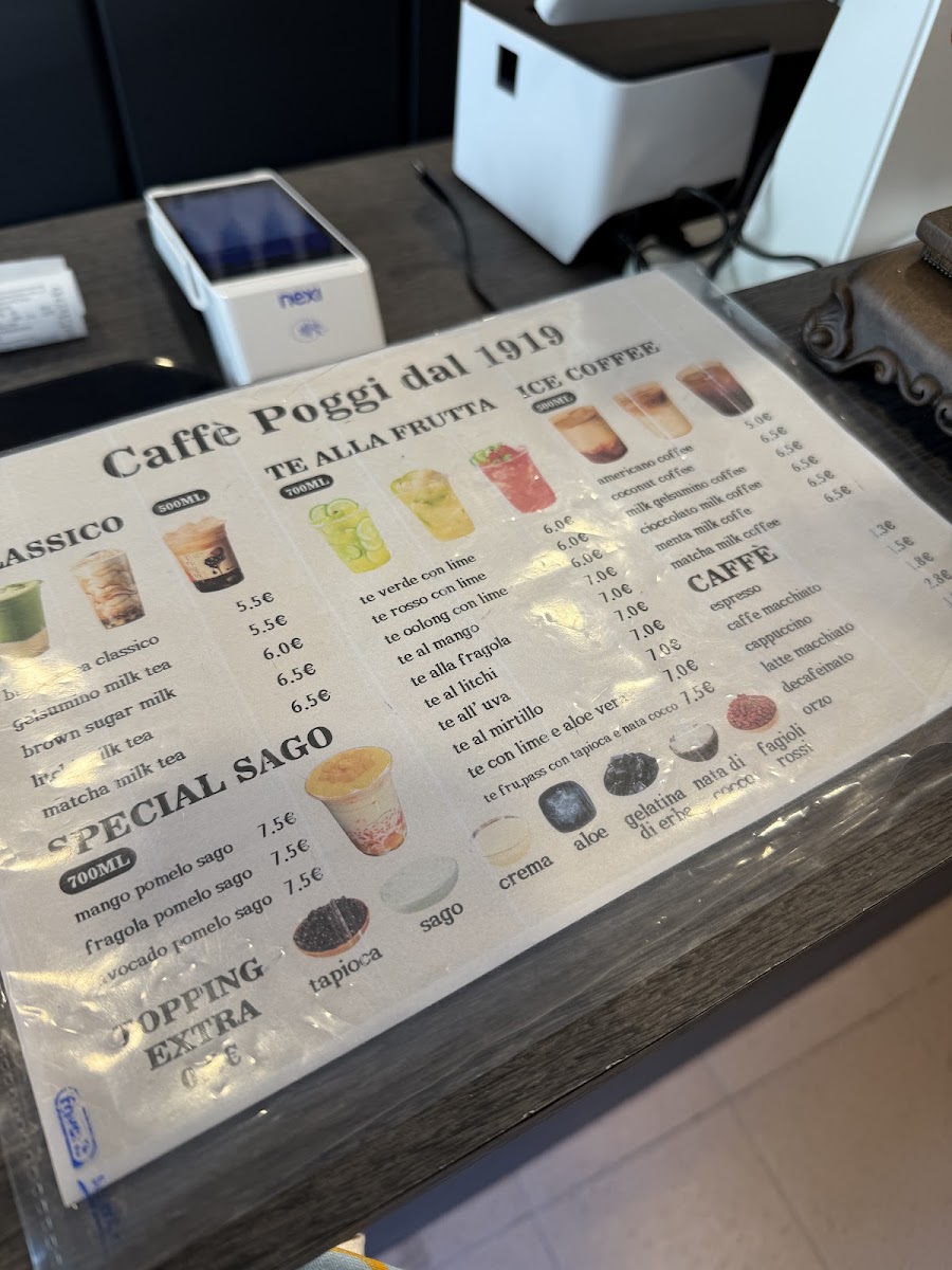 Caffè Poggi dal 1919 menu board
