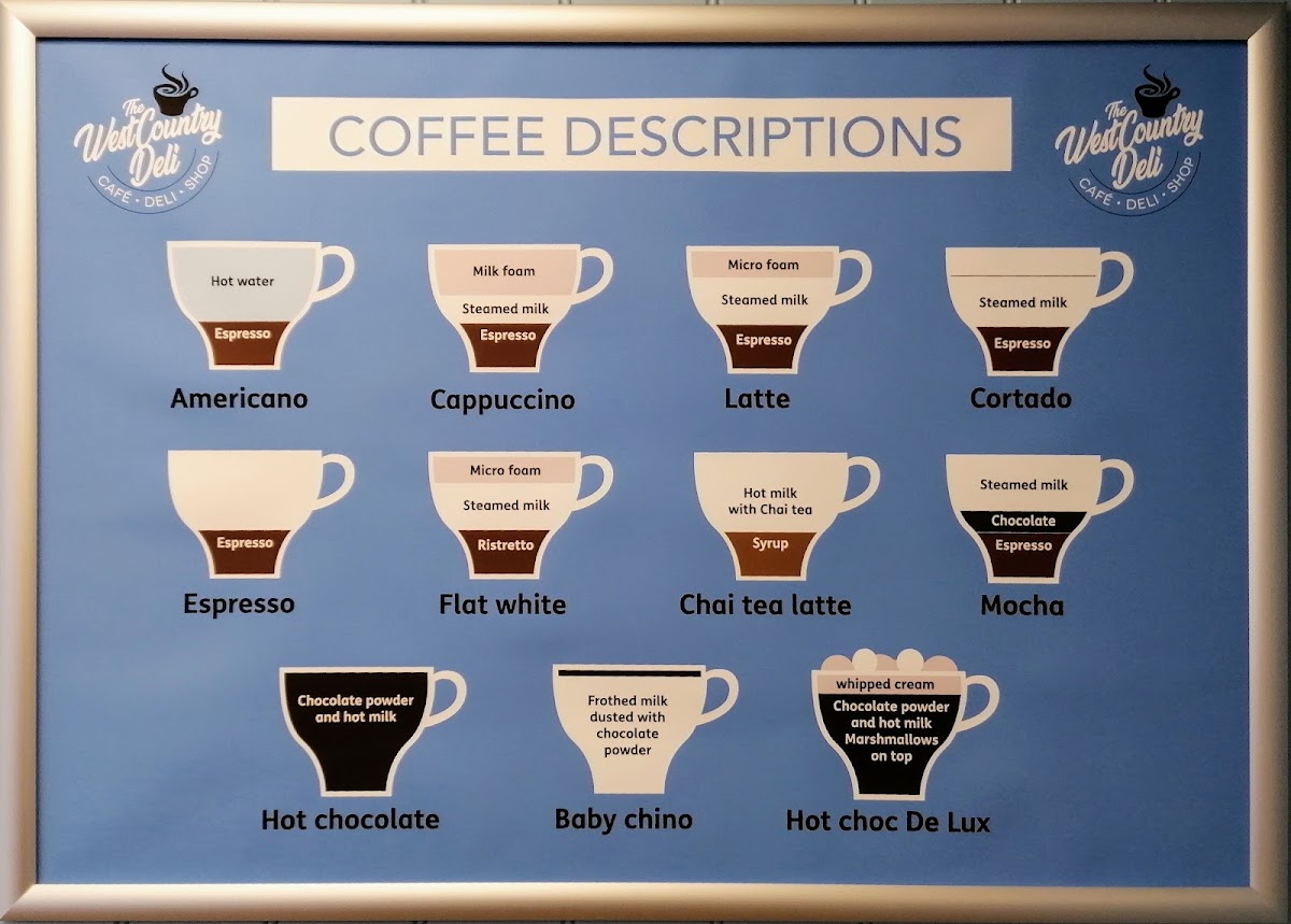 The West Country Deli menu board
