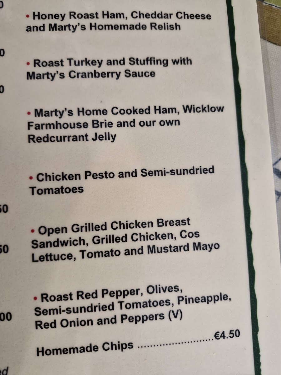 Martys Pantry menu board